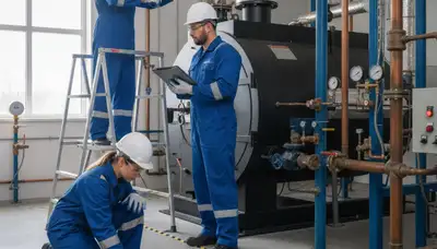 Boiler repair technician servicing a Tampa, FL home heating system