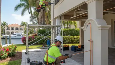 Tampa, FL plumber repairing a residential pipe leak for local plumbing service