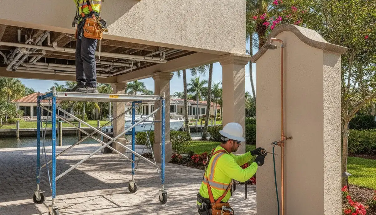 Tampa, FL plumber repairing a pipe for a residential plumbing service call