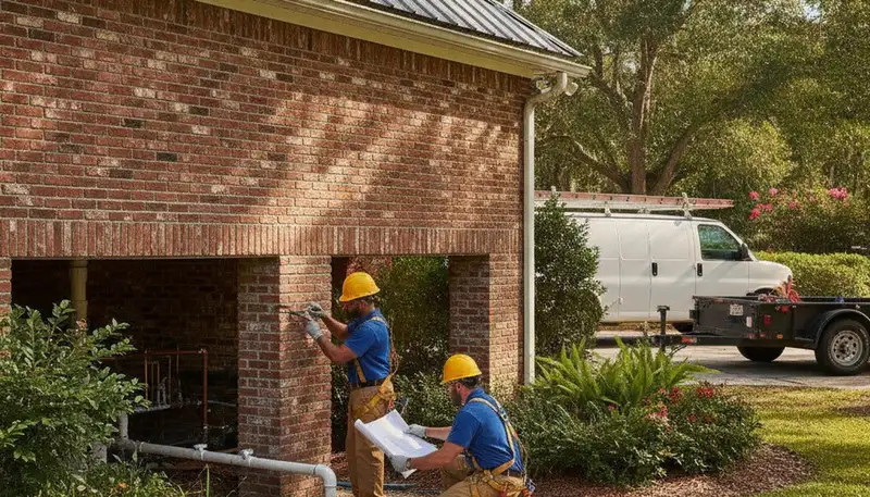 Tampa, FL plumber repairing a residential pipe leak for fast plumbing service
