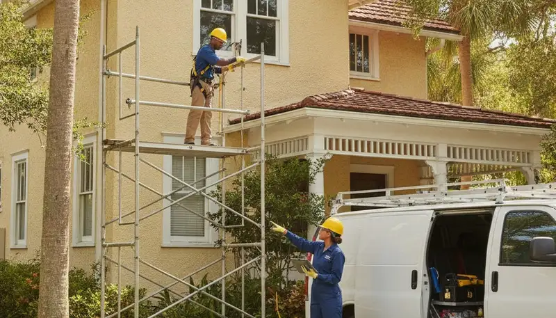 Tampa, FL plumbing repair technician servicing a residential pipe leak