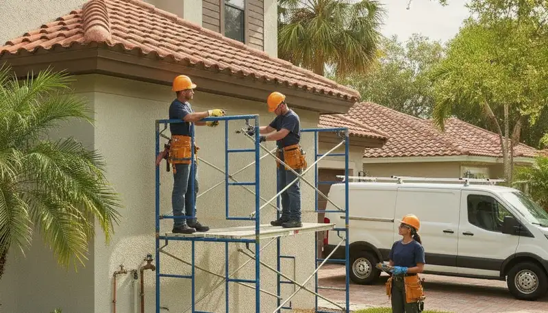 Tampa, FL plumber inspecting pipes for leak repair in a residential plumbing service call