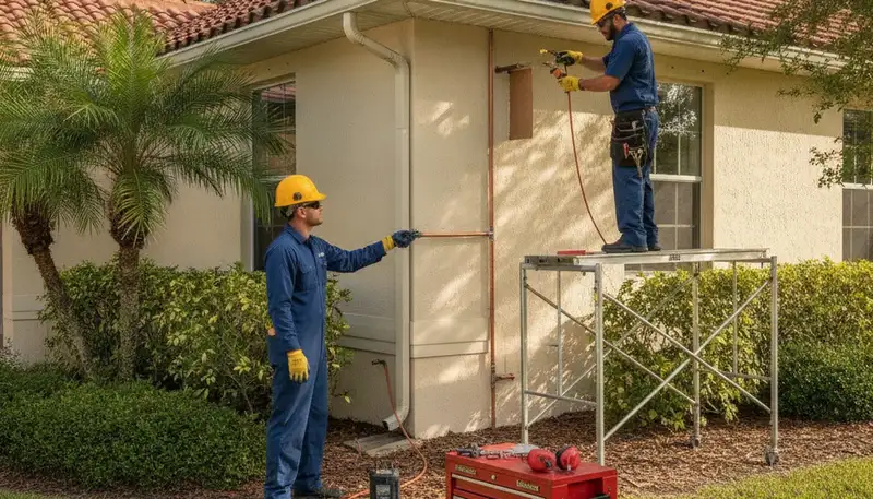 Tampa, FL plumber repairing a leak for a local plumbing repair service