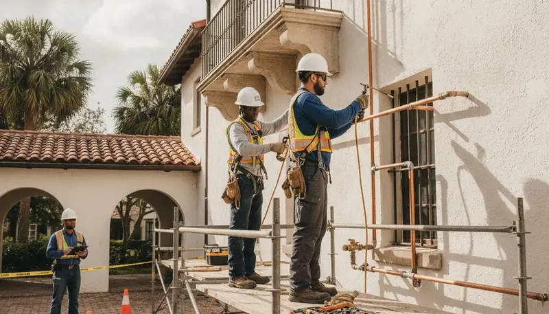 Tampa, FL plumber repairing a residential pipe for fast plumbing service