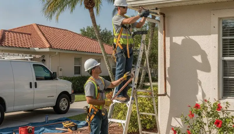 Tampa, FL plumber repairing a residential pipe for fast plumbing service