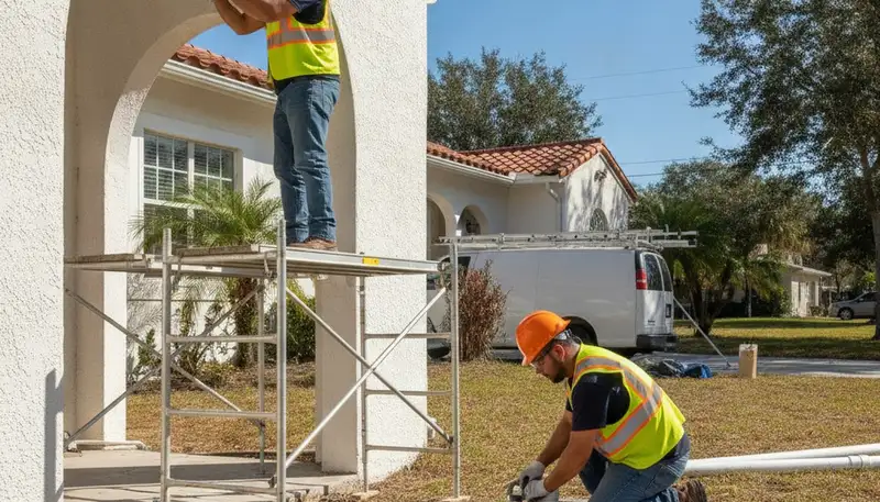 Tampa, FL plumber repairing a residential pipe for fast plumbing service