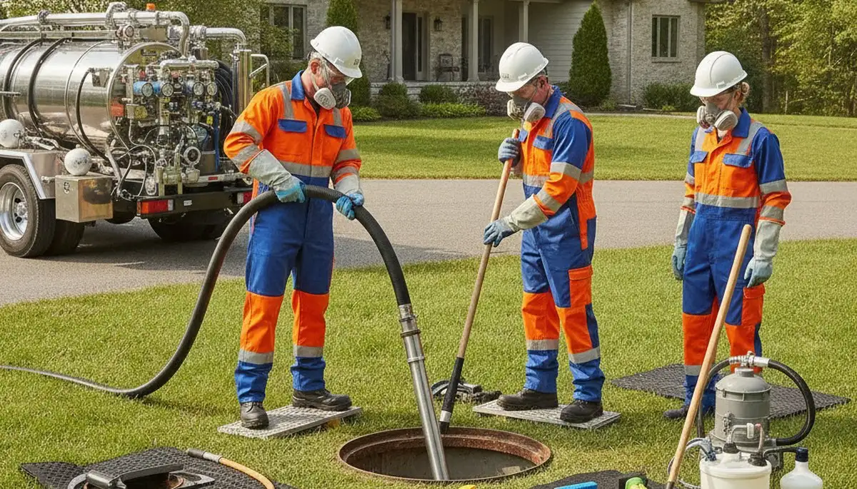 Tampa, FL plumber cleaning a septic tank for reliable home plumbing service