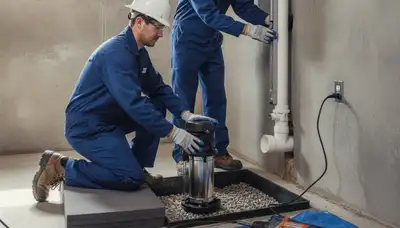 Tampa, FL plumber installing a sump pump to protect a home from heavy rain flooding